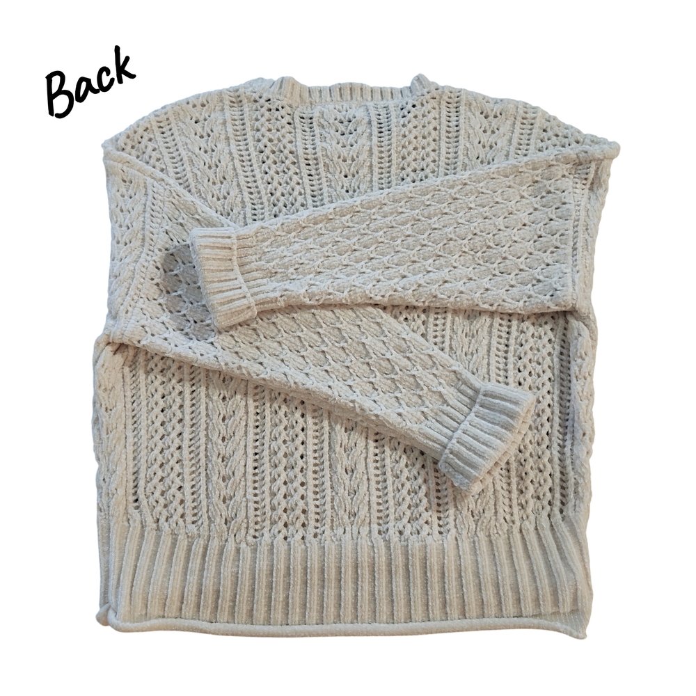 Altar'd State Chenille Cream Cable Knit Sweater Women's Size Small - Picture 6 of 6
